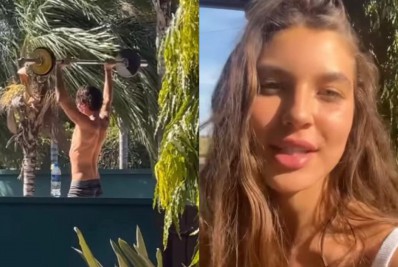 Após beijo nos bastidores, Alanis Guillen mostra Jesuíta Barbosa malhando nas gravações de Pantanal