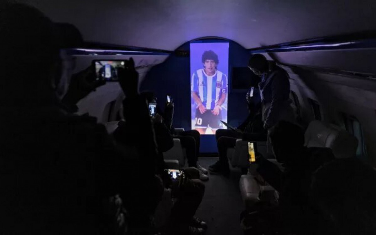 Avião em homenagem a Maradona - Foto: Tomas Cuesta/AFP