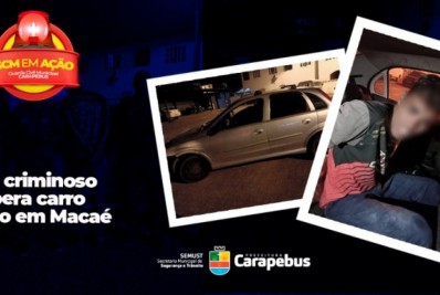 Ação da Guarda recupera carro logo depois de veículo ter sido roubado e prende ladrão