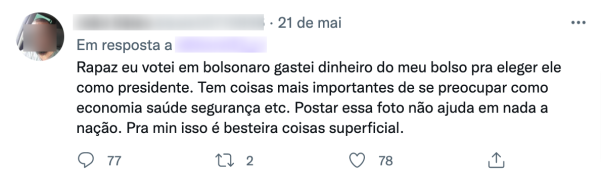  Reprodu&ccedil;&otilde;es de coment&aacute;rios no Twitter capturadas em 25 de maio de 2022 - Reprodu&ccedil;&atilde;o