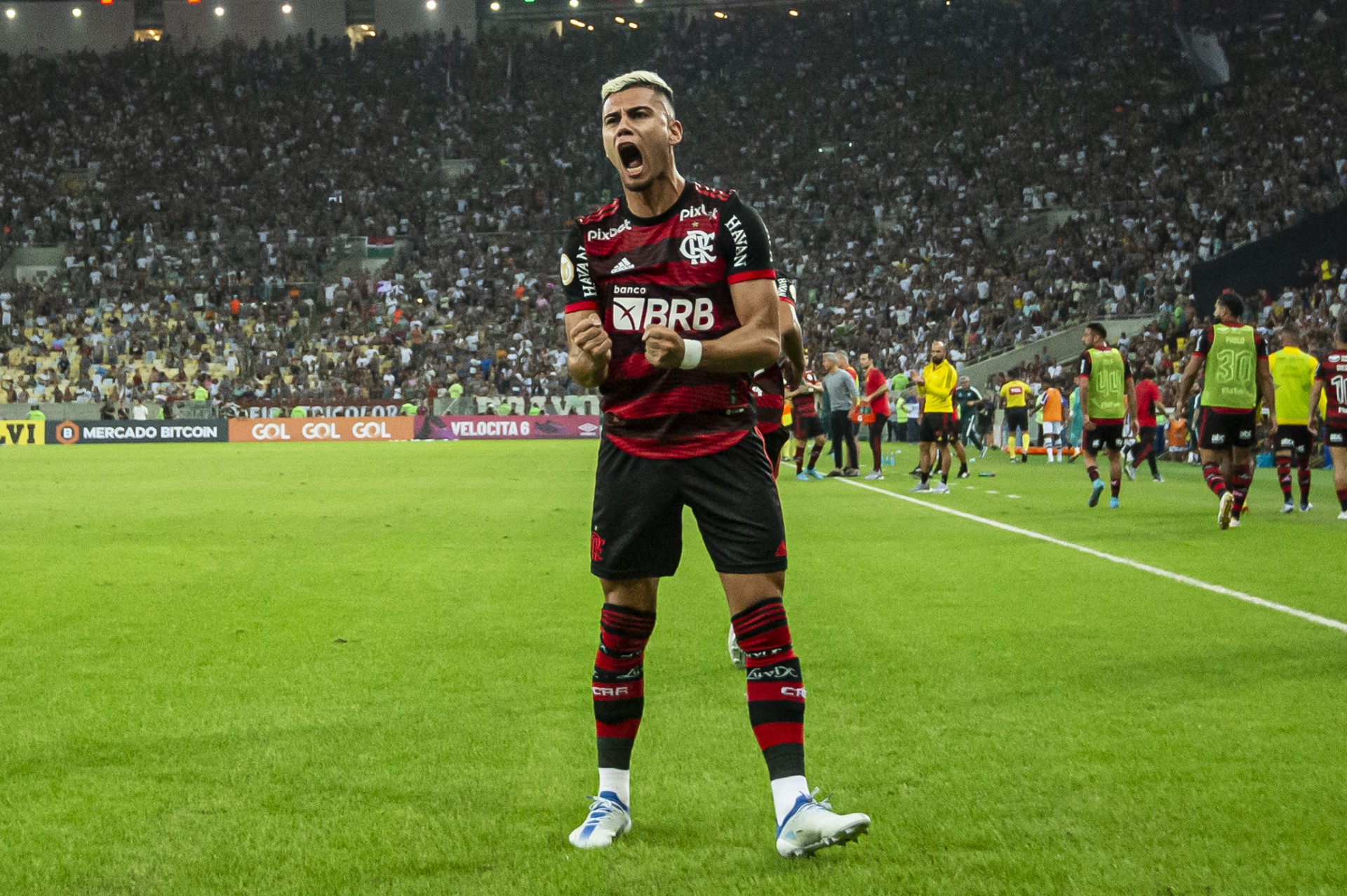 Andreas comemorando o gol sobre o Fluminense - Alexandre Vidal/Flamengo