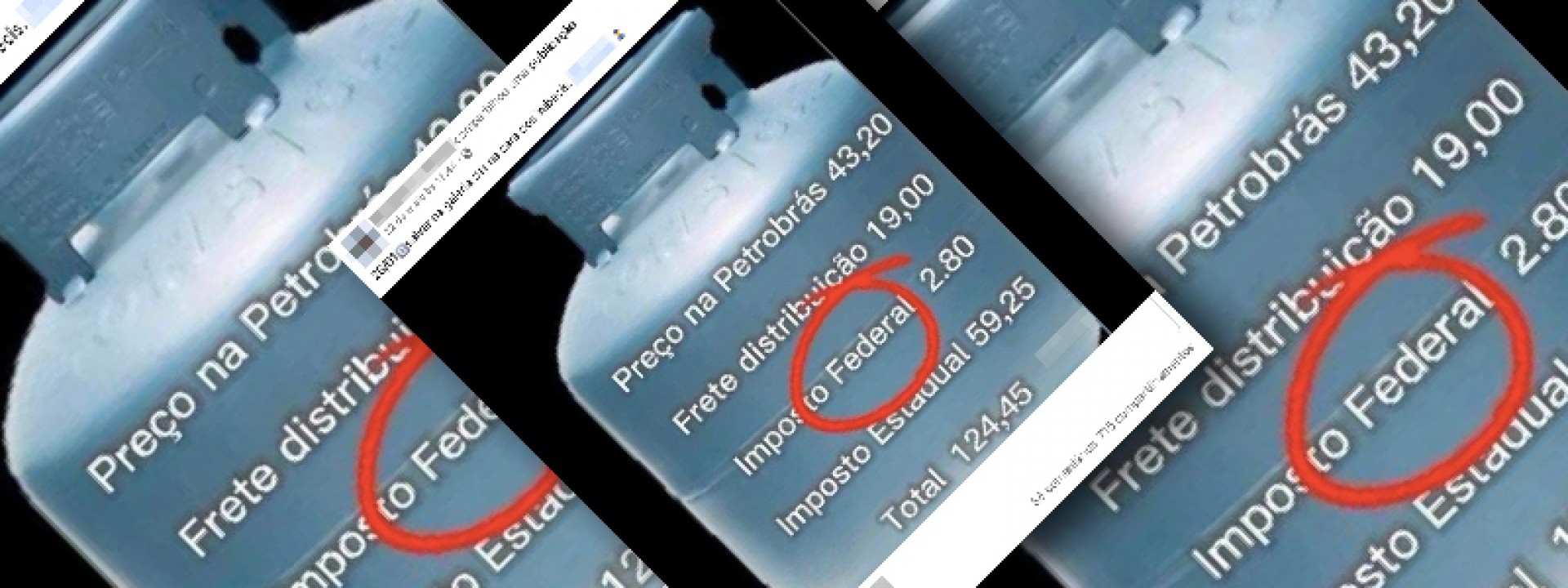 Imposto estadual representa a menor parte do pre&ccedil;o do GLP. Post mente ao afirmar o contr&aacute;rio