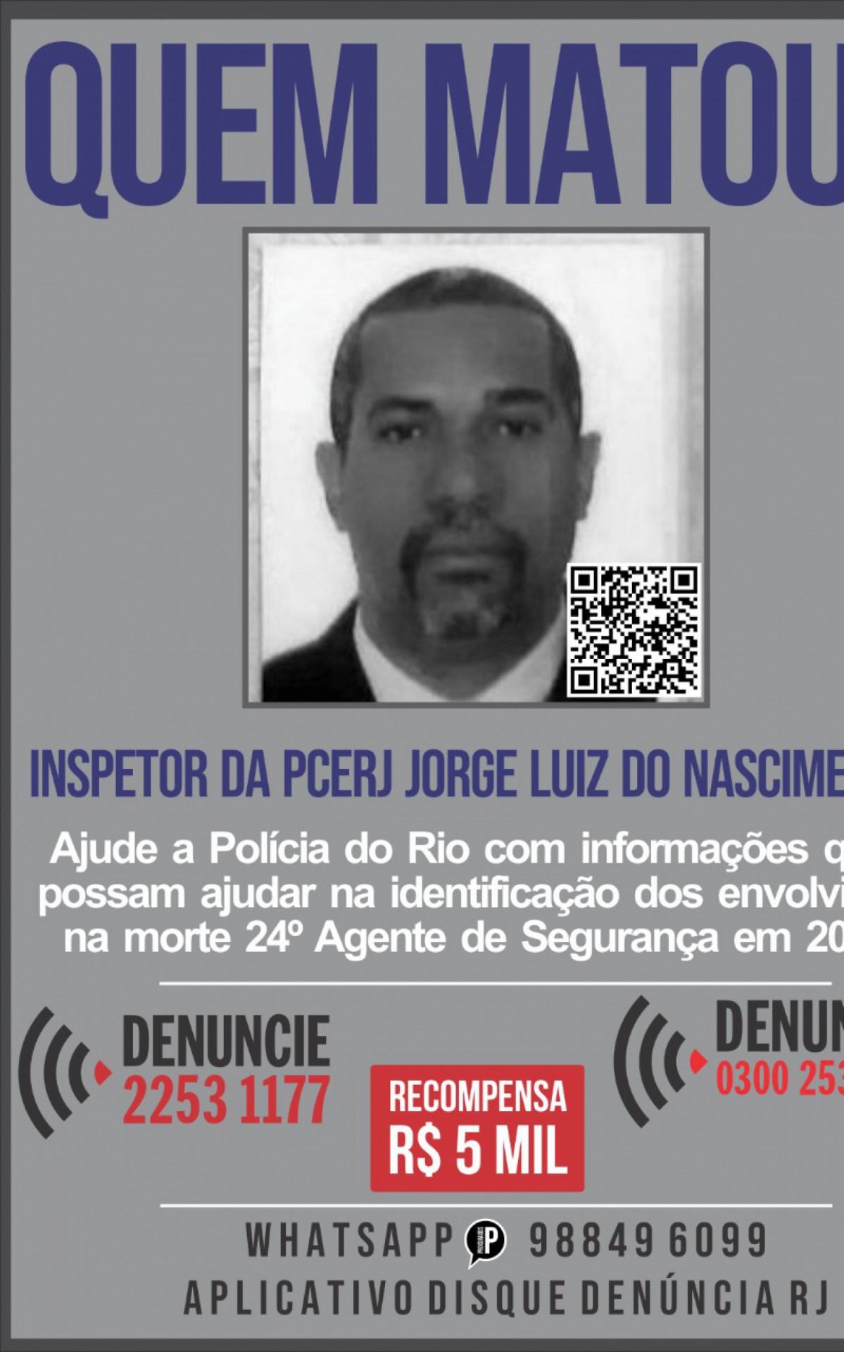 Cartaz pede informações para colaborar com investigações da Polícia Civil - Divulgação/Disque Denúncia