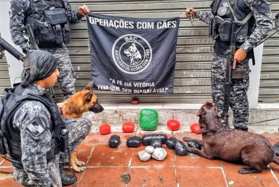 Equipe do Batalhão de Ações com Cães aprende droga escondida no Jacaré