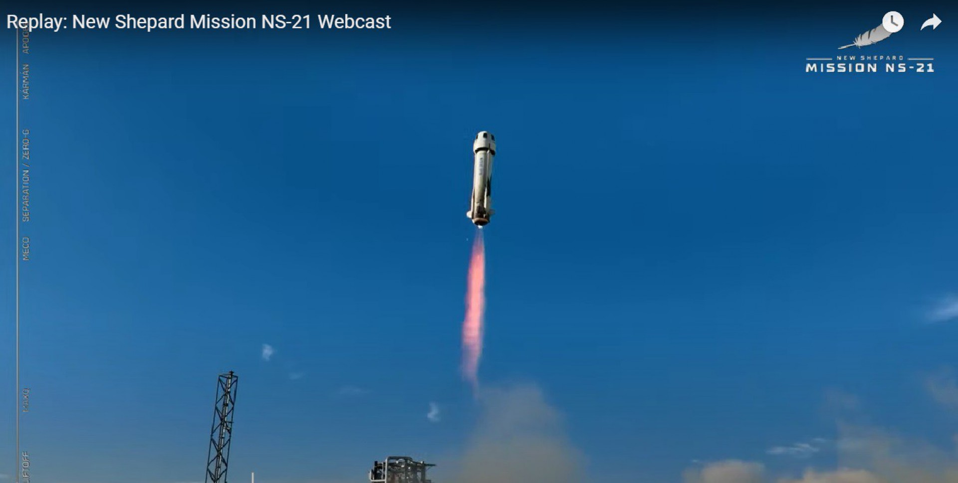 Foguete decola do Texas  - Reprodução/Missions NS-21