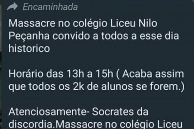 Ameaça de massacre em colégio de Niterói assusta pais, alunos e professores