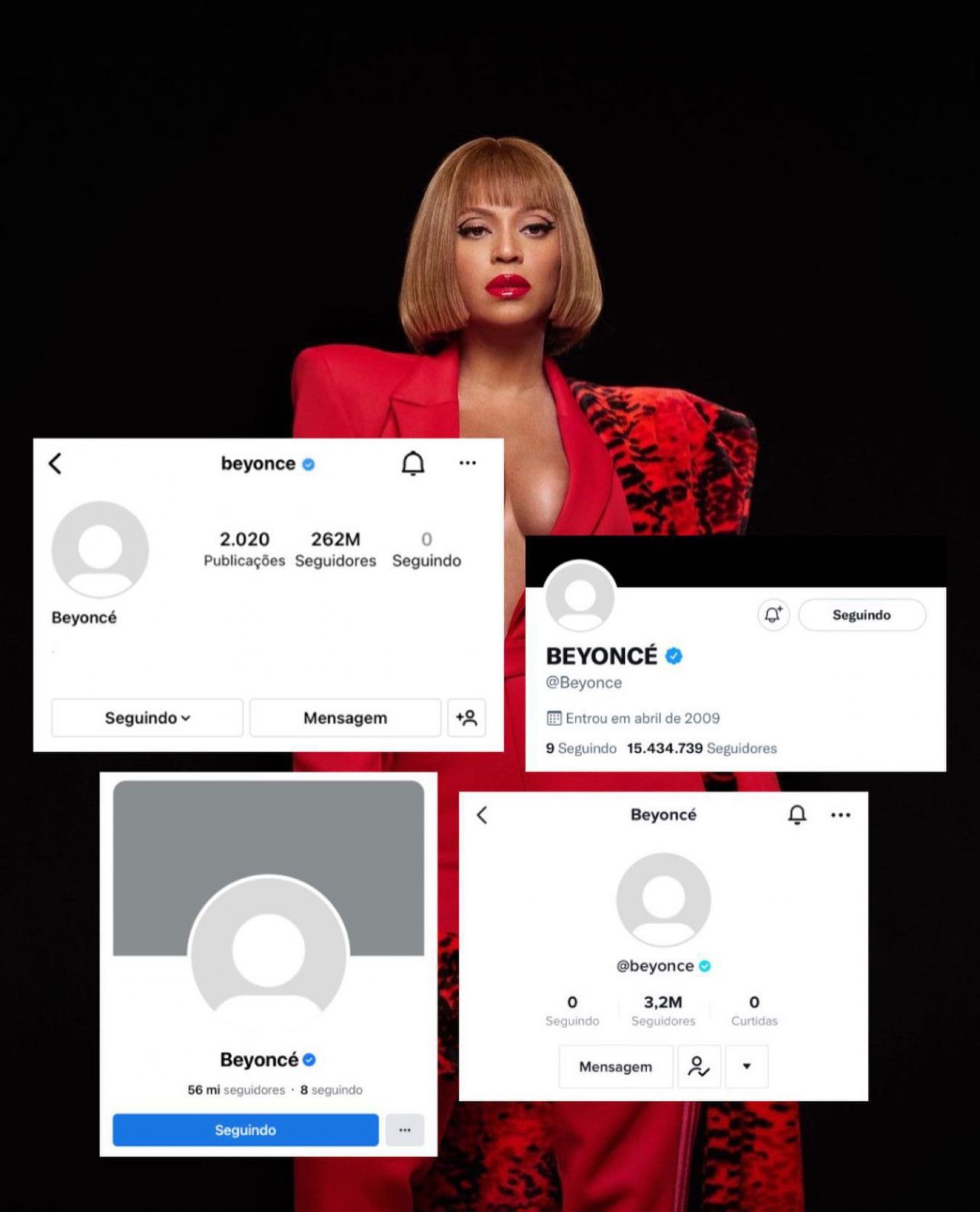 Beyoncé apagou as fotos de perfil de todas as redes sociais - Reprodução/Twitter