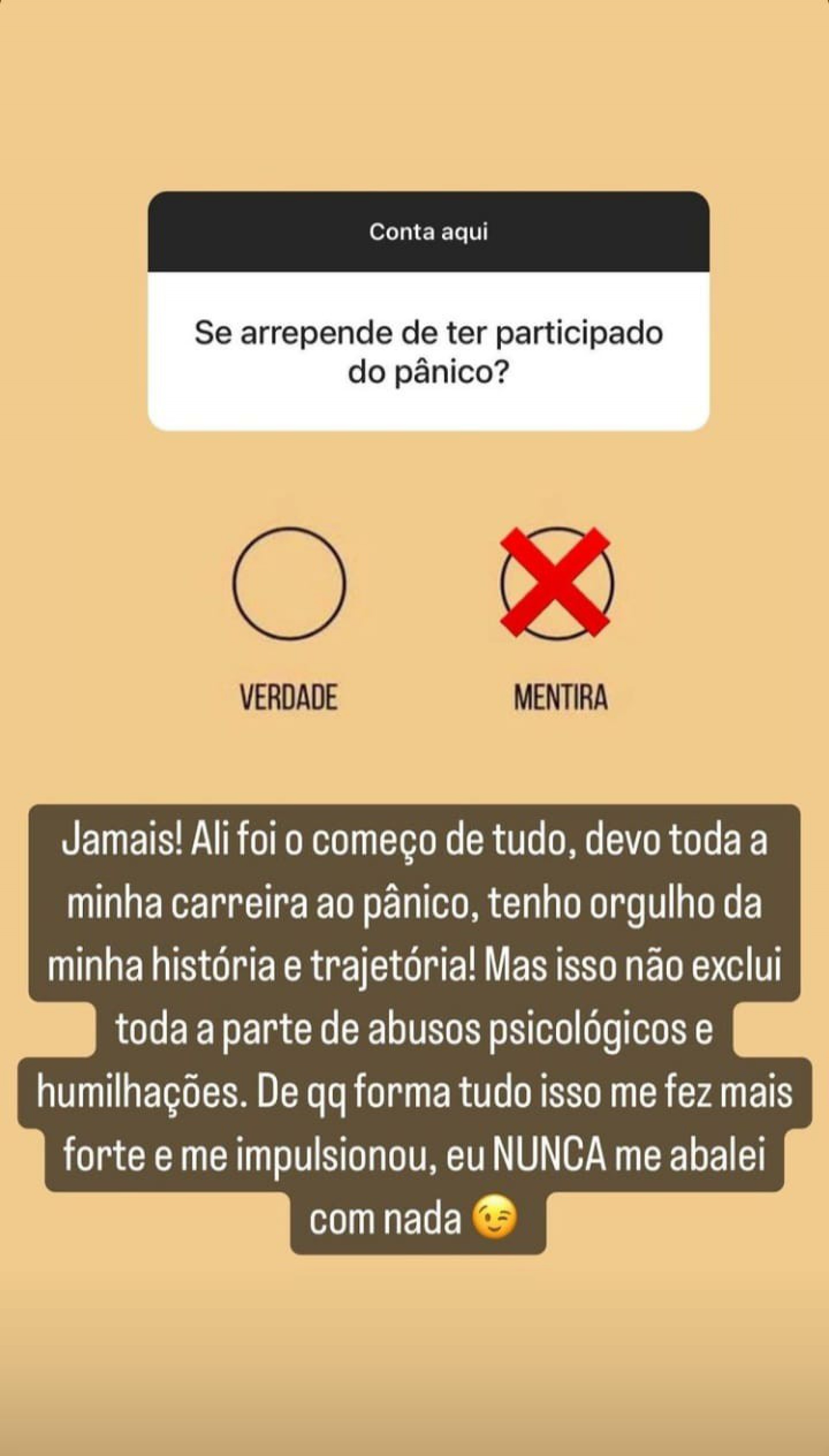 Juju Salimeni abriu o jogo sobre o extinto programa 'Pânico' - Reprodução/Instagram