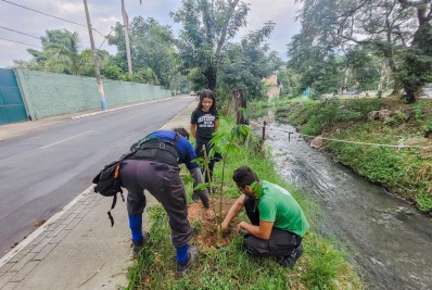27 mudas de espécies diversas foram plantadas à beira do Rio Dona Eugênia, em Mesquita