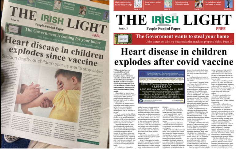 A manchete equivocada do jornal irlandês antivacina - Reprodução