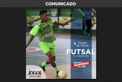 Comunicado: partidas finais do Futsal masculino sub-14 estão suspensas