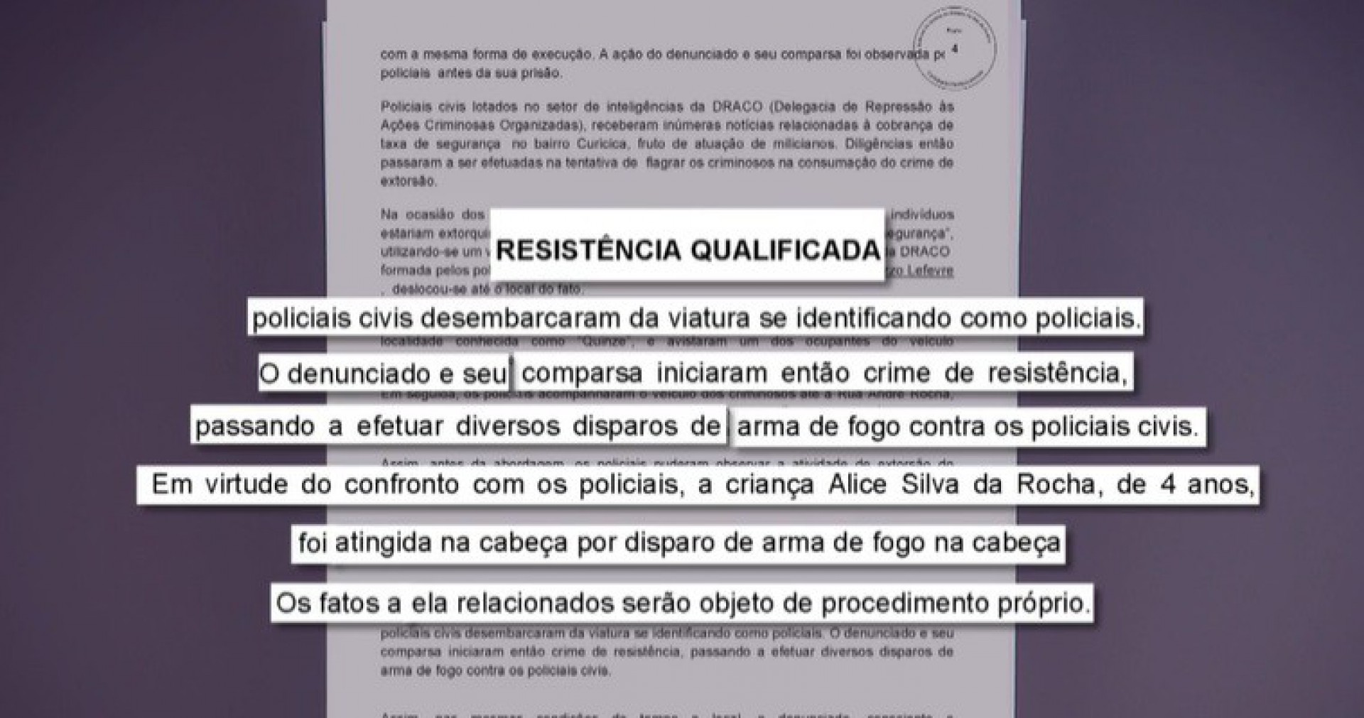 Documento do MPRJ mostra denúncia contra 'Neguinho do Gás' - Reprodução/TV Globo
