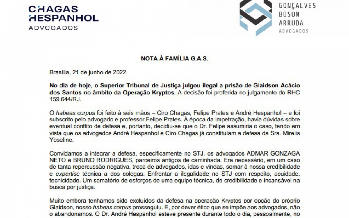 STJ concede hc a Glaidson mas ele continua preso. Defesa de Mirelis pede a credores &lsquo;que saibam a quem cobrar&rsquo;