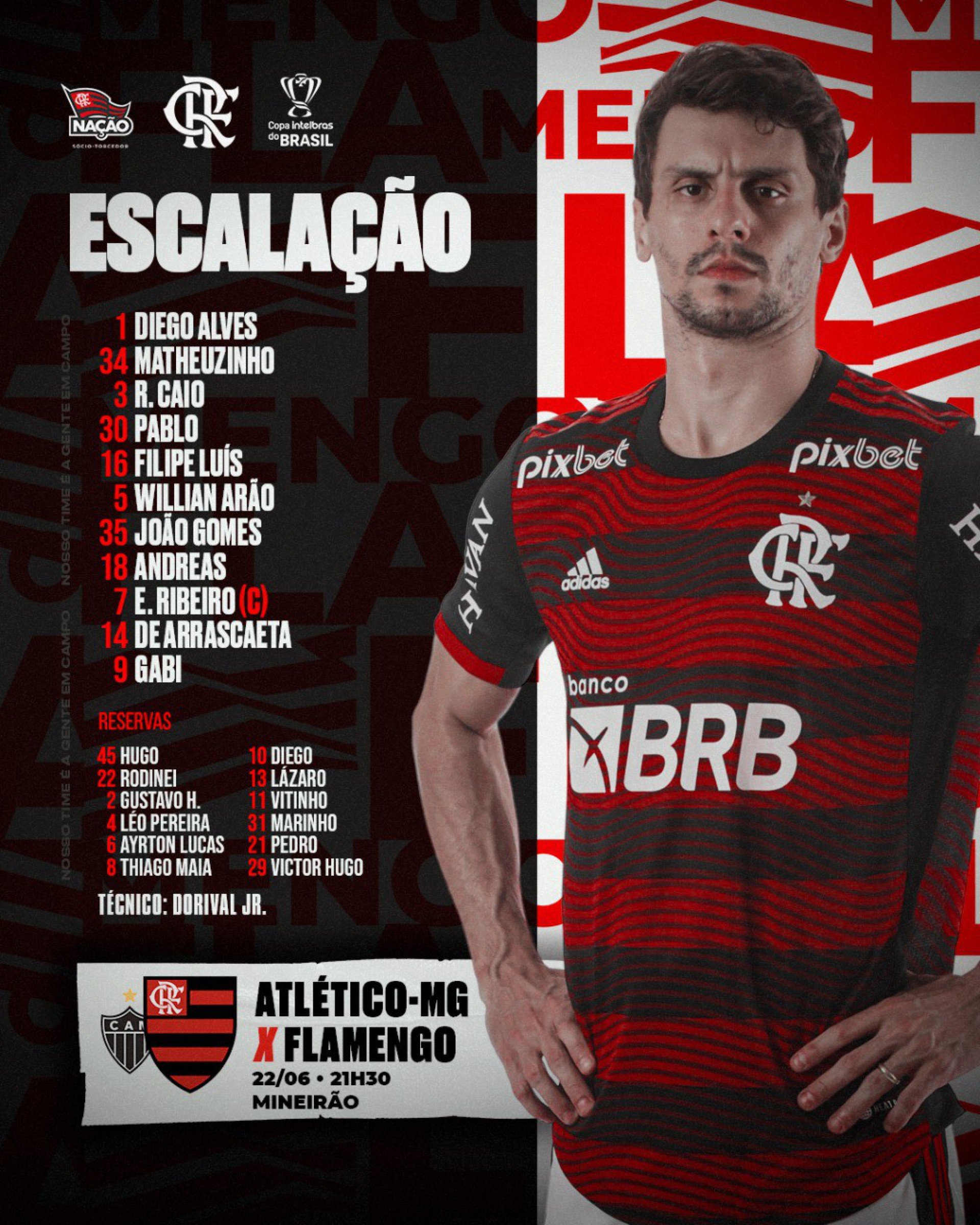 Escalação do Flamengo - Foto: Divulgação/Flamengo