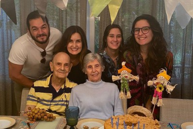 Fátima Bernardes comemora alta hospitalar da mãe e aniversário do pai