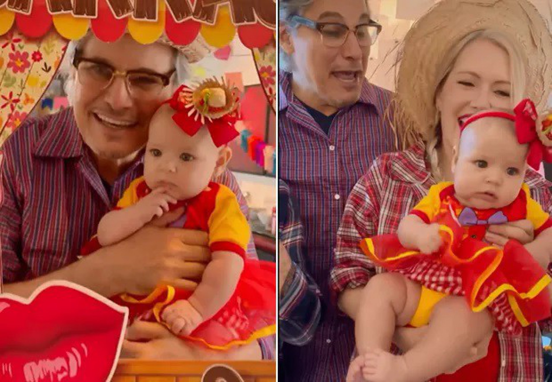 Edson Celulari comemoram os quatro meses de vida de Chiara com festa junina - Reprodução Internet