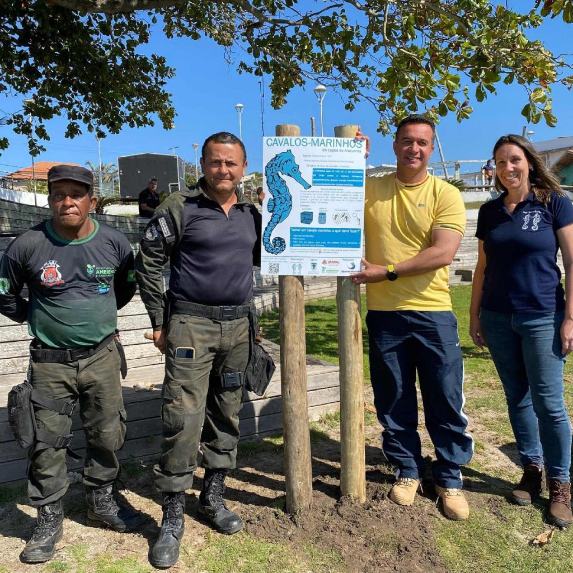 A prefeitura de Arraial fixou placas informativas sobre o Projeto Cavalos-Marinhos - Sabrina Sá (RC24h)