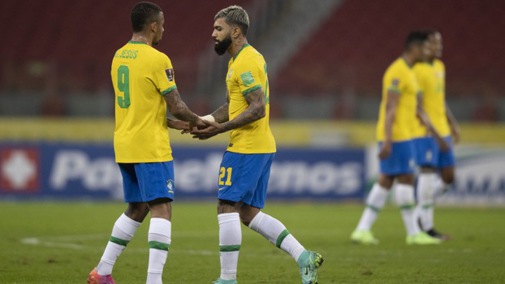 Gabriel Jesus e Gabigol em ação pela Seleção Brasileira - Foto: Lucas Figueiredo/CBF
