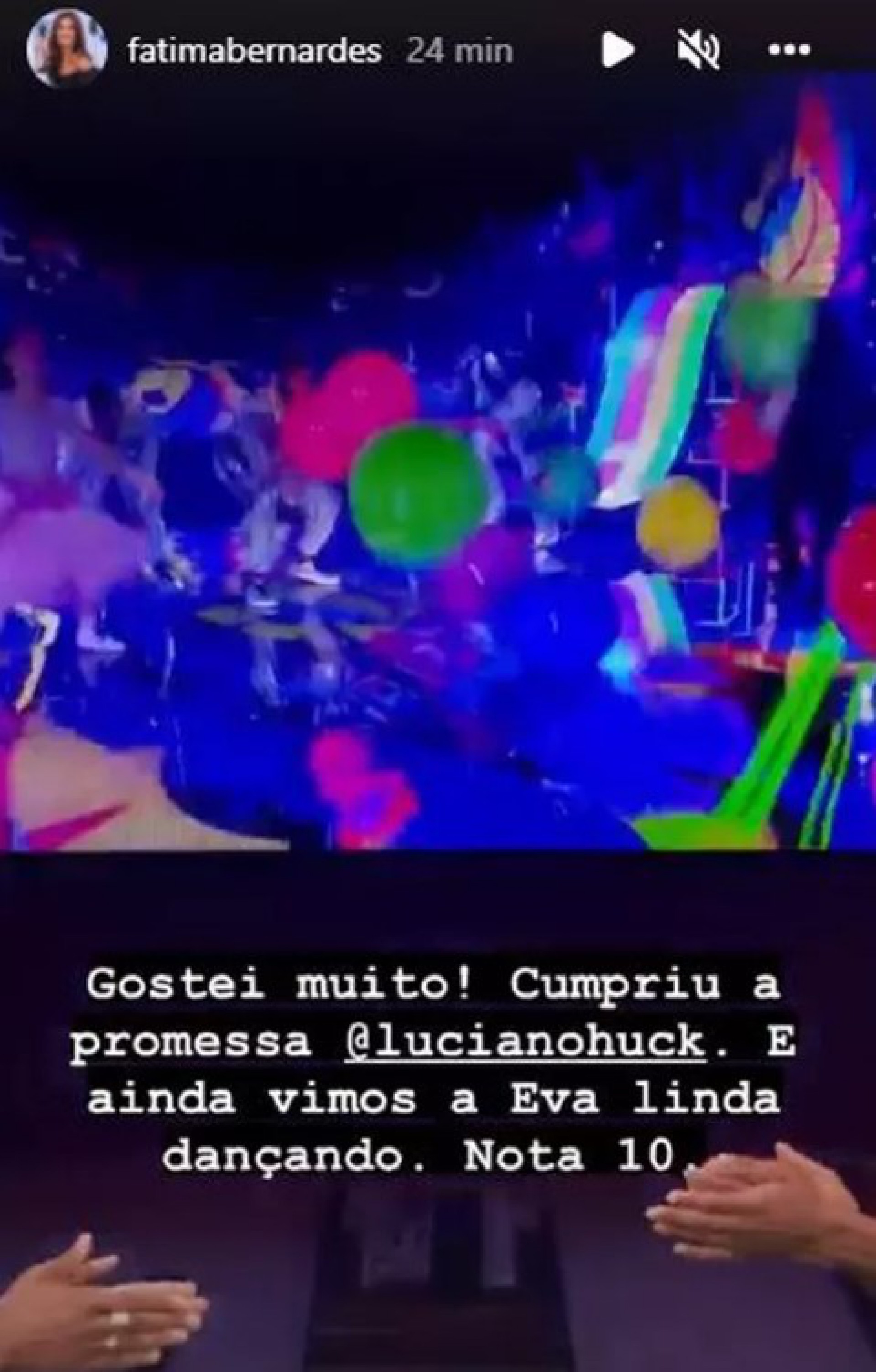 Fátima Bernardes elogia dança de Luciano Huck e Eva - Reprodução/Instagram