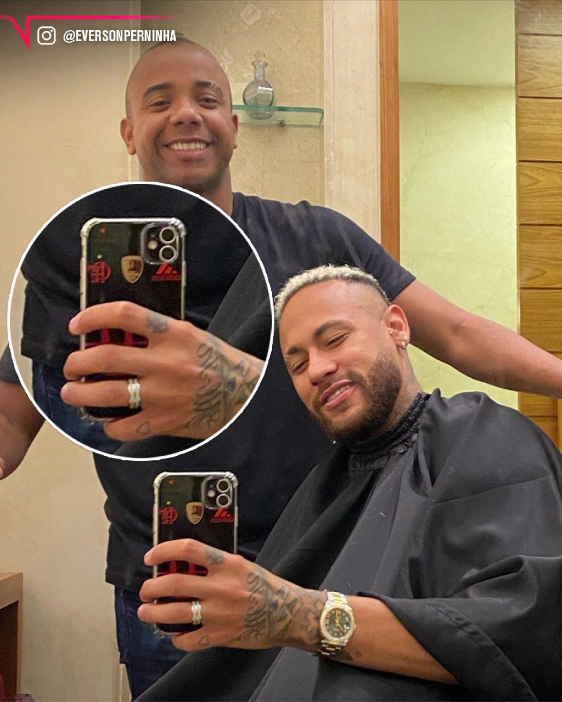 Neymar tira foto com celular com a capa do Flamengo - Reprodução/Instagram