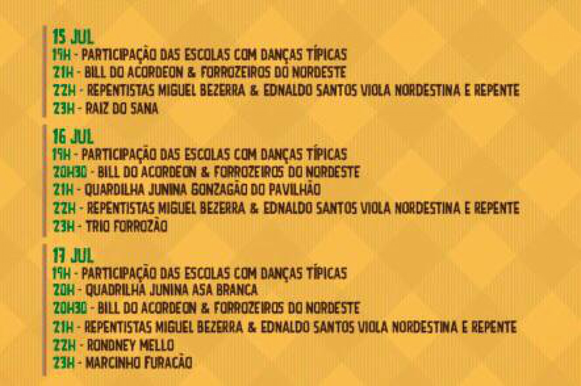 Programação do Arraiá da Vila, em Saquarema - Divulgação/Prefeitura de Saquarema