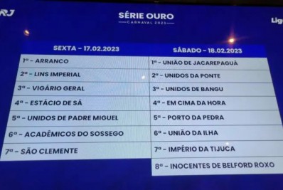 Carnaval 2023: definida ordem dos desfiles da Série Ouro