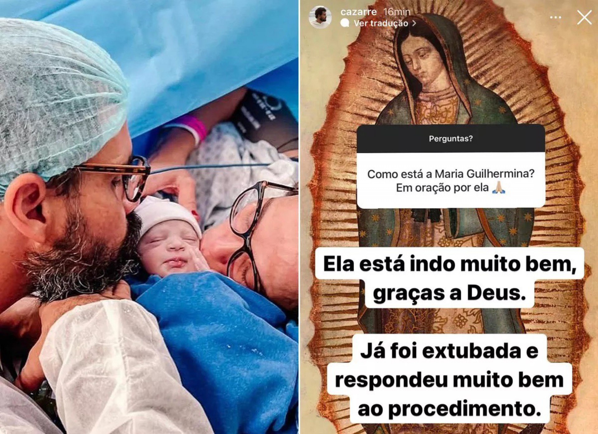 Juliano Cazarré comemora melhora gradativa da filha caçula, Maria Guilhermina - Reprodução / Instagram