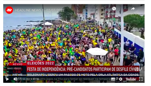 Imagem da transmiss&atilde;o da Jovem Pan News - Reprodu&ccedil;&atilde;o