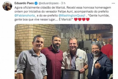 Eduardo Paes recebe título de cidadão de Maricá para encerrar polêmica