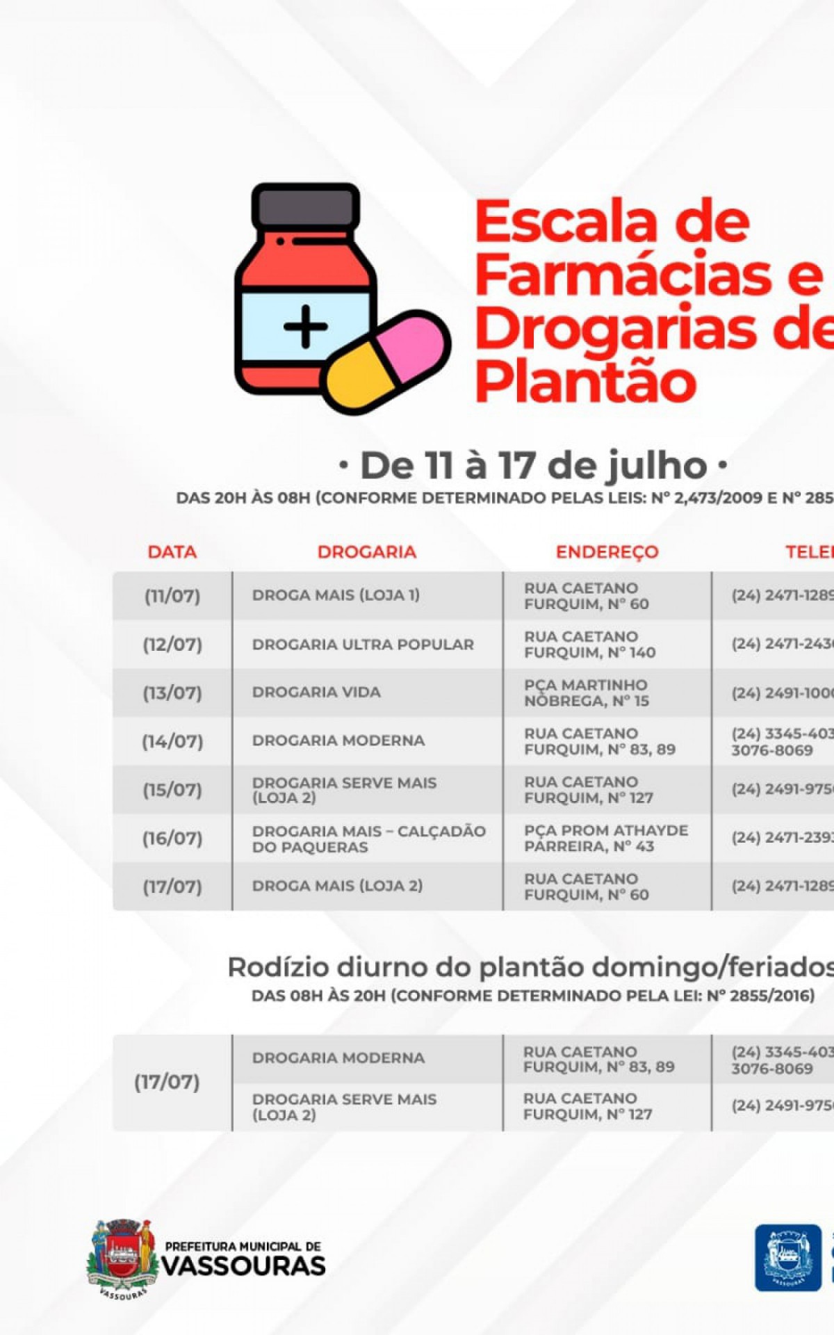 Lista para o per&iacute;odo entre hoje e domingo (17)