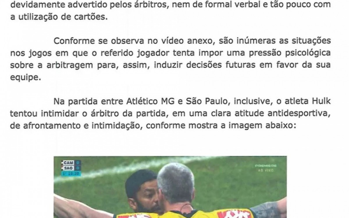 Ofício do Flamengo enviado à CBF