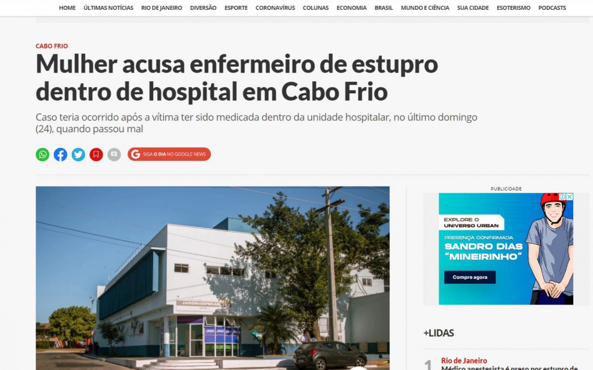 Mat&eacute;ria sobre o caso da jovem de 19 anos que afirma ter sido abusada sexualmente