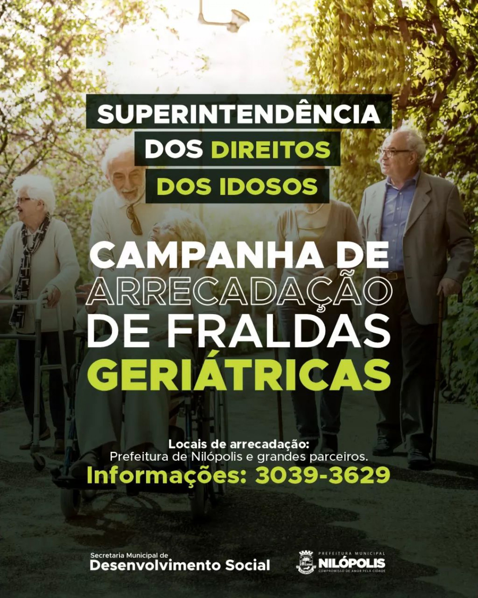 Campanha de Arrecadação de Fraldas Geriátricas em Nilópolis - Divulgação / PMN