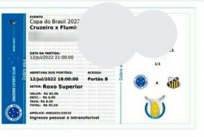 Cruzeiro comete gafe e emite ingressos de jogo contra o Fluminense com escudo de clube da Série B