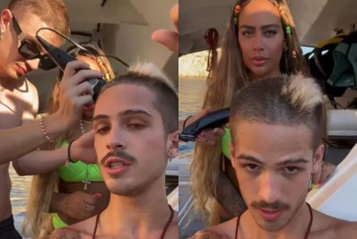João Guilherme tem cabeça raspada por Leo Picon e Rafaella Santos