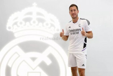 Hazard, do Real Madrid, volta a marcar na Liga dos Campeões após quase dois anos 