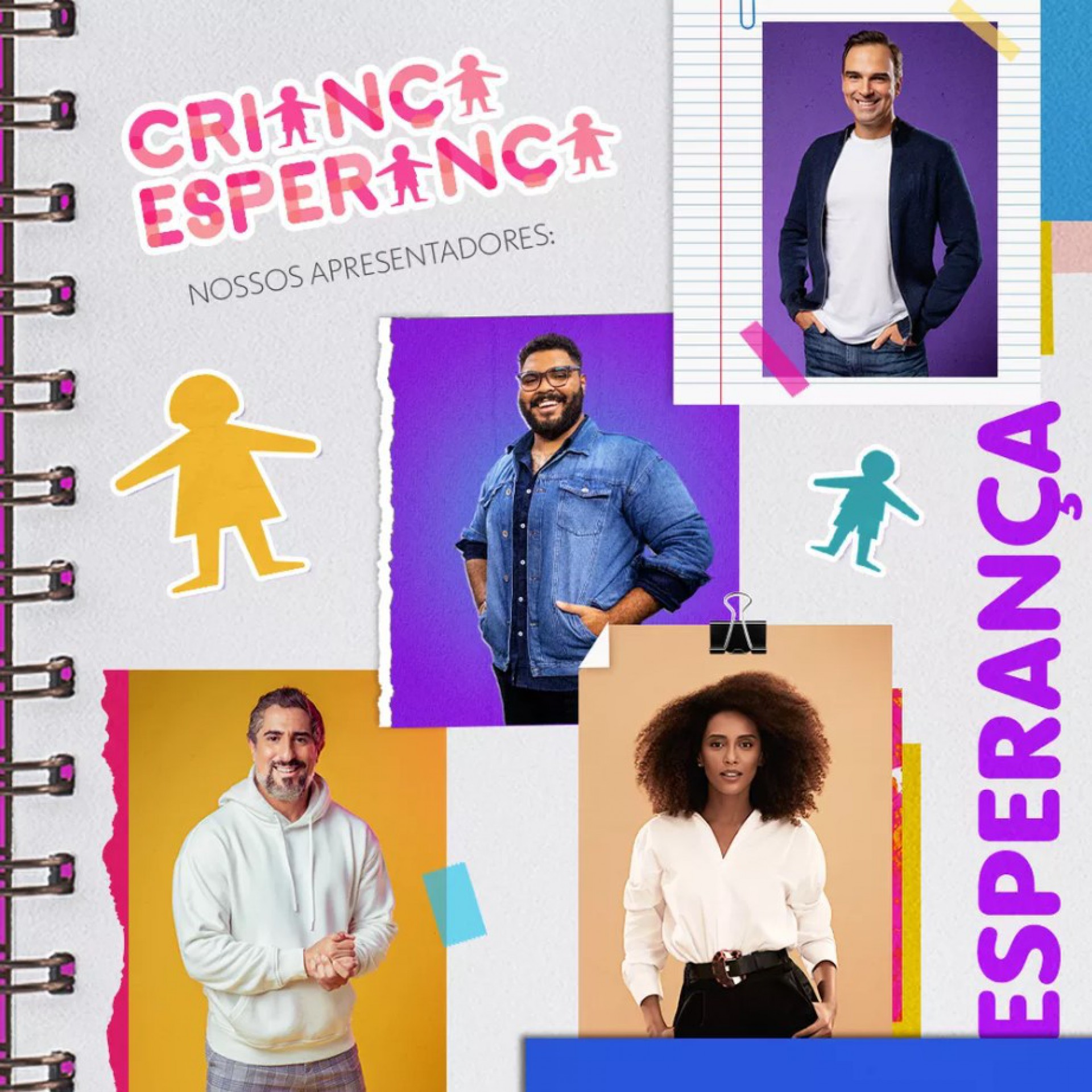 Taís Araujo, Tadeu Schmidt, Marcos Mion e Paulo Vieira vão apresentar o 'Criança Esperança' - Divulgação/Globo