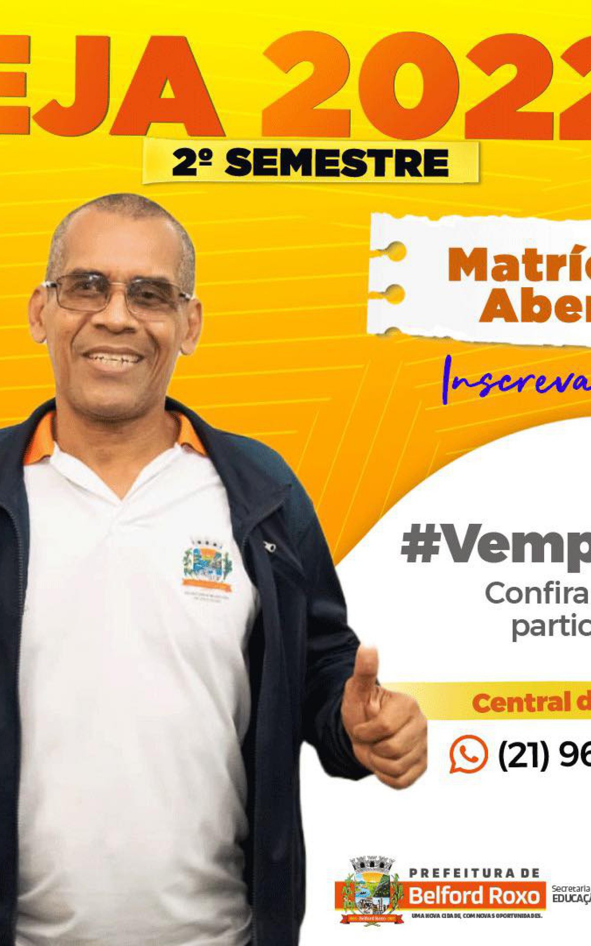 As matr&iacute;culas para o segundo semestre da Educa&ccedil;&atilde;o de Jovens e Adultos 2022 j&aacute; est&atilde;o abertas em Belford Roxo