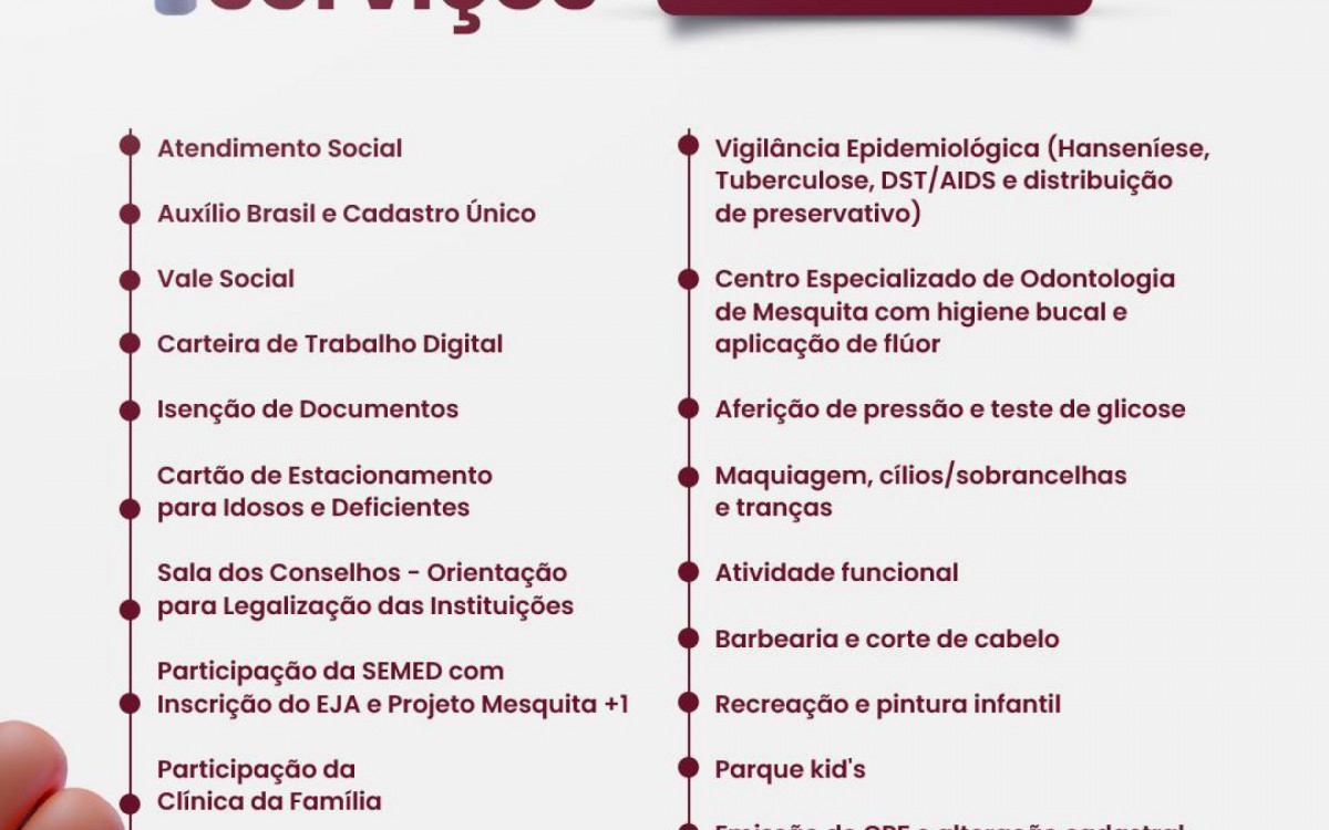 Serviços que serão ofertados na próxima edição 