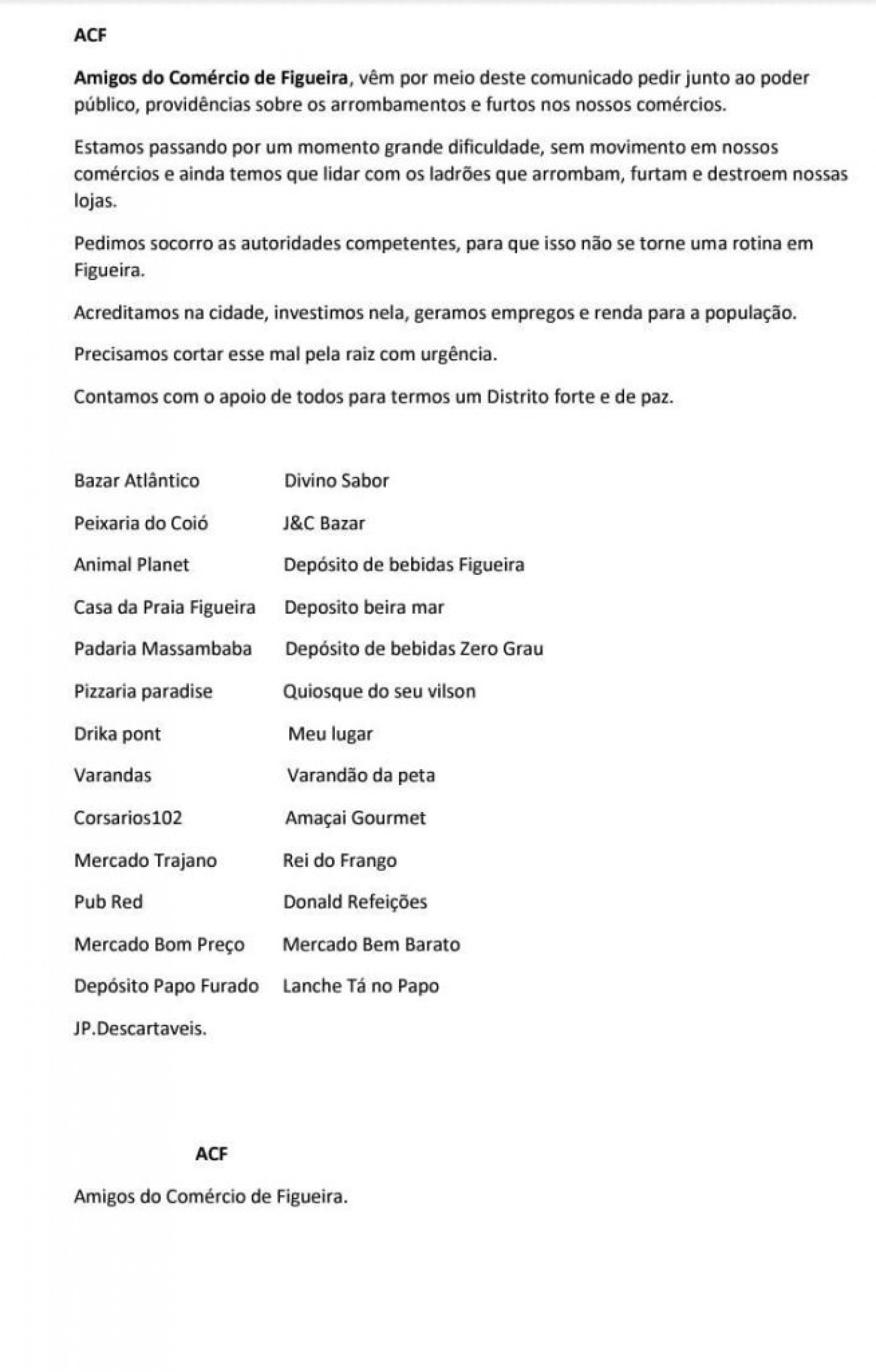 Documento emitido pela ACF - Reprodu&ccedil;&atilde;o