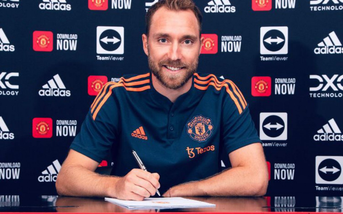 Eriksen &eacute; apresentado como novo refor&ccedil;o do Manchester United