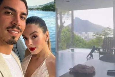 Giovanna Lancellotti mostra mansão do namorado invadida por macacos