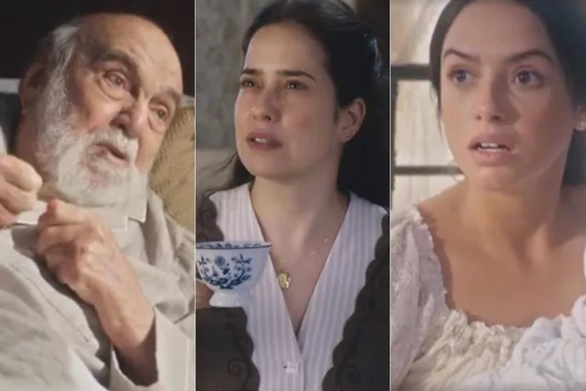 Paloma Duarte contracenou com o avô, Lima Duarte, e a filha, Clara, em 'Além da Ilusão' - Reprodução da TV Globo