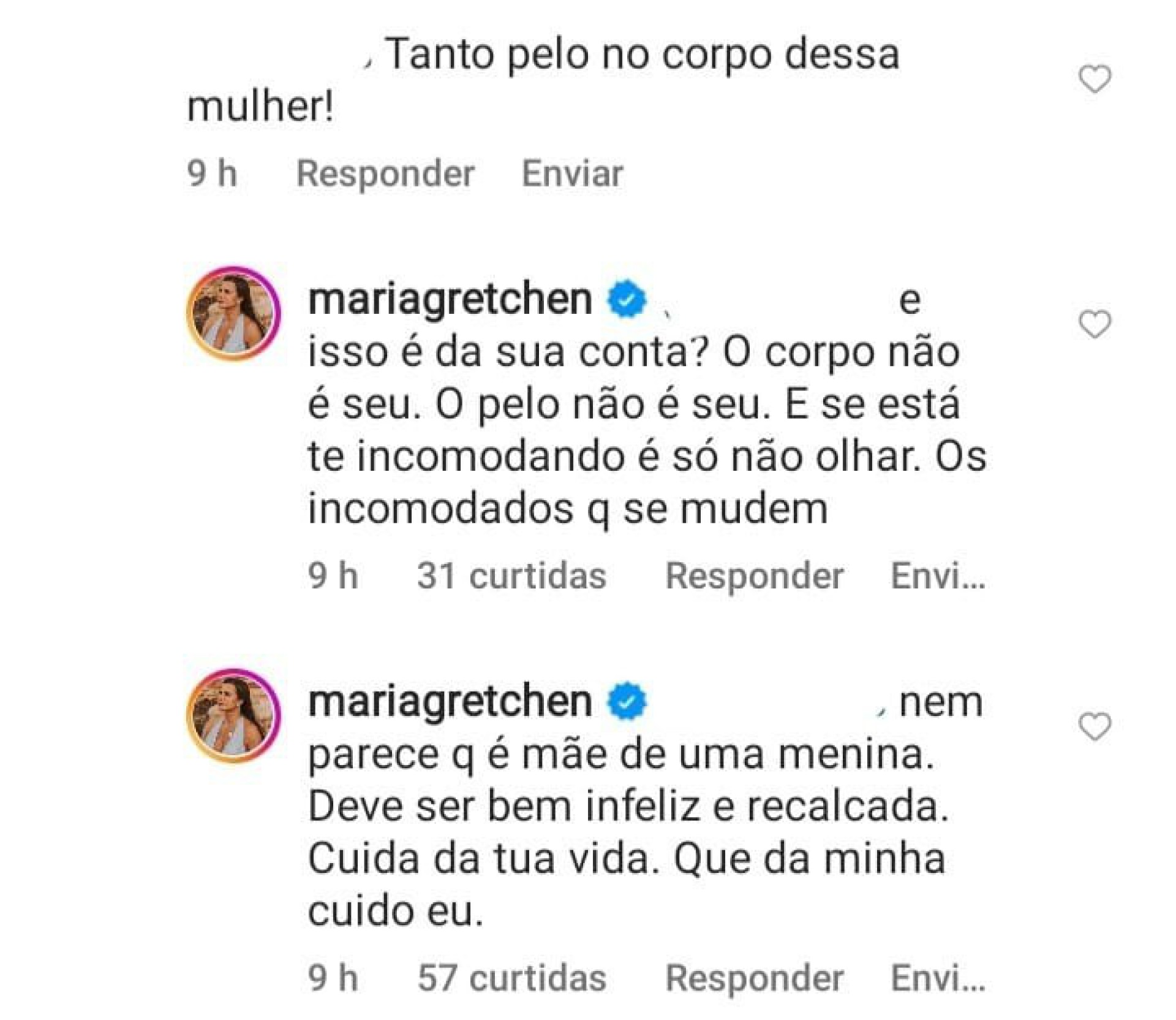 Gretchen rebateu comentário de seguidora  - Reprodução/Instagram