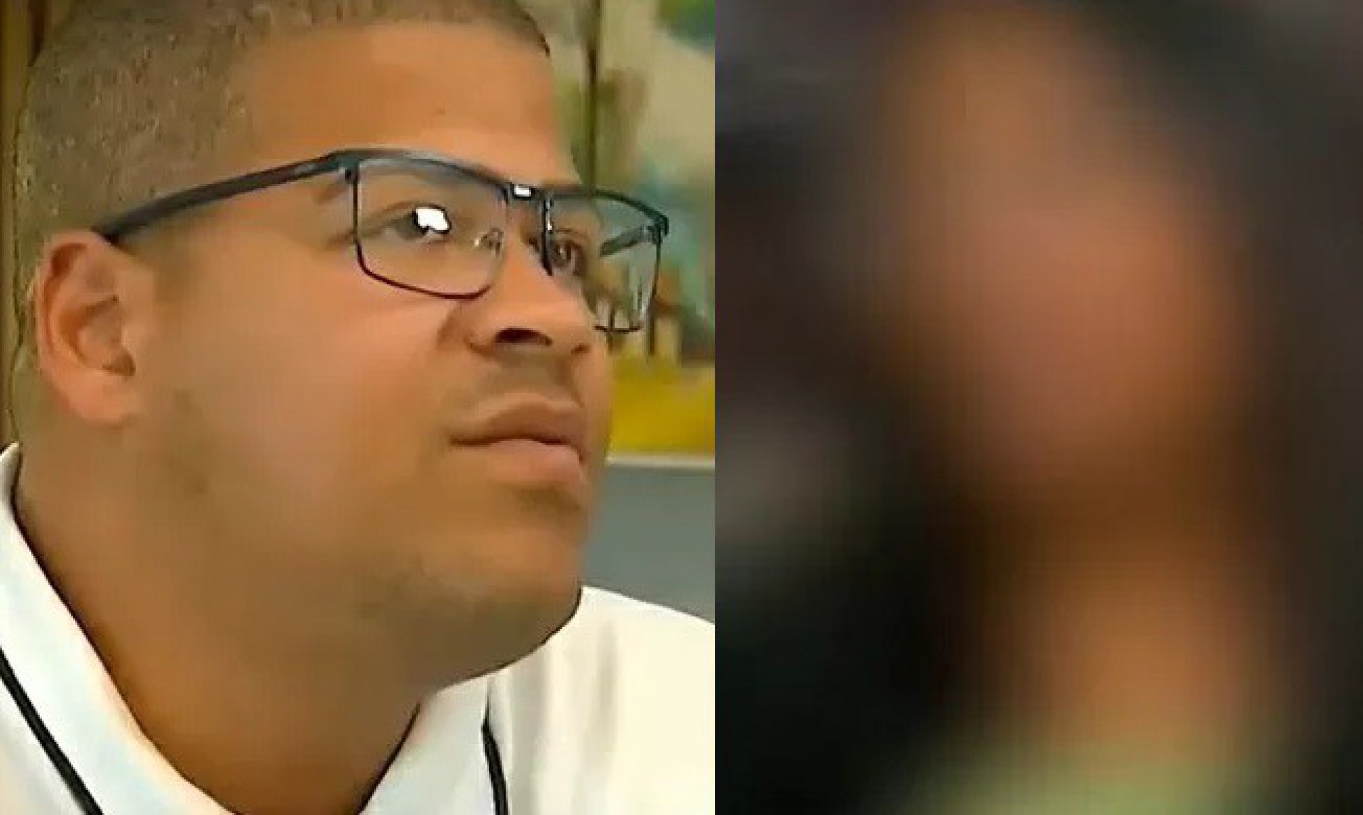 Timotinho e Keity, que teve seu rosto preservado na reportagem - Reprodução da Record TV