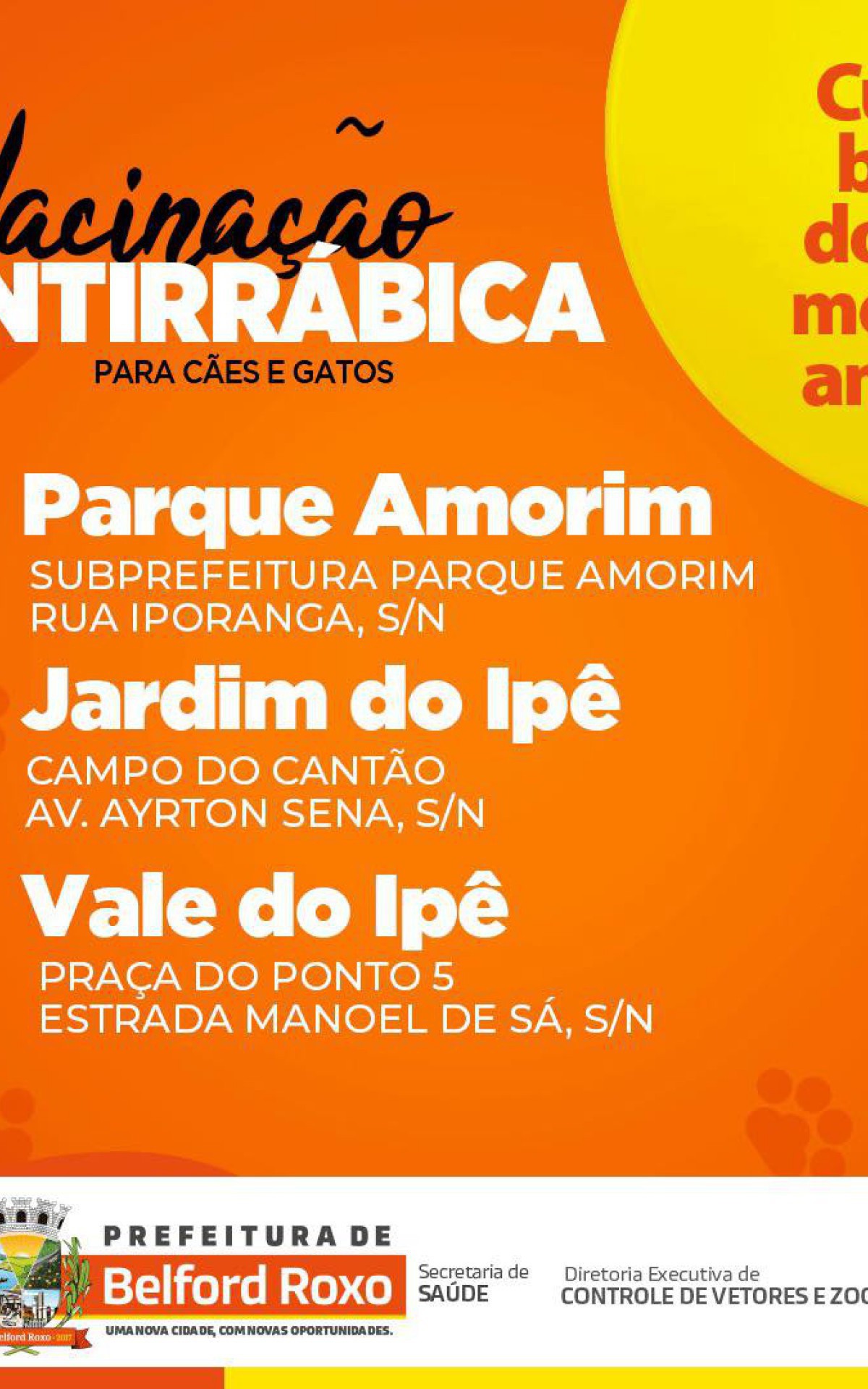 A vacina&ccedil;&atilde;o ser&aacute; para c&atilde;es e gatos