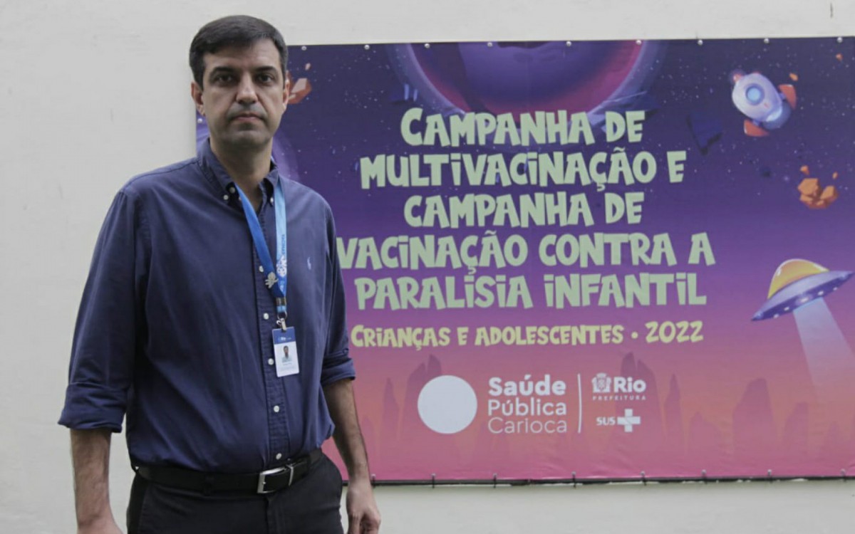 Secret&aacute;rio Municipal de Sa&uacute;de, Rodrigo Prado, durante o in&iacute;cio da campanha de multivacina&ccedil;&atilde;o e vacina&ccedil;&atilde;o contra a paralisia infantil