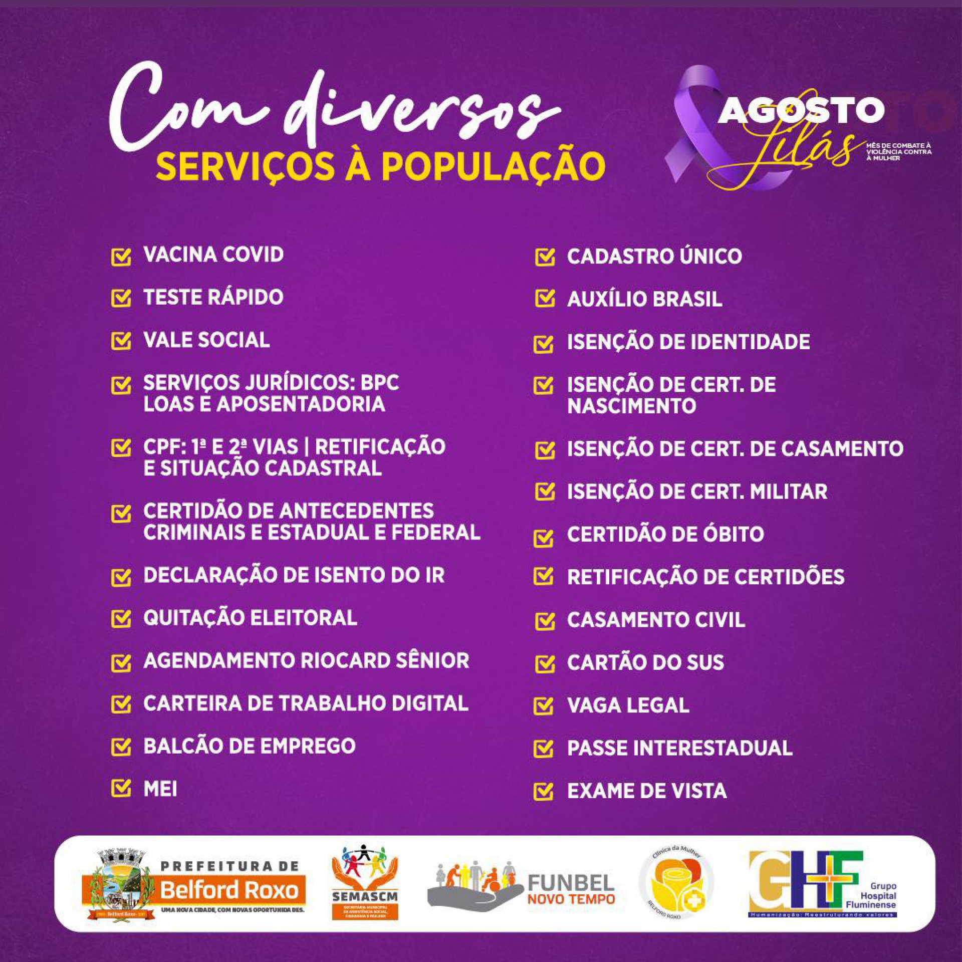 Uma s&eacute;rie de servi&ccedil;os ser&atilde;o ofertados aos belforroxenses - Divulga&ccedil;&atilde;o