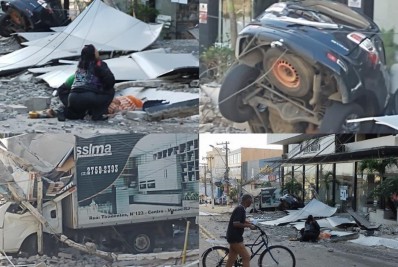 Vídeo: Idosa morre atingida por sacada de prédio que desabou em Macaé