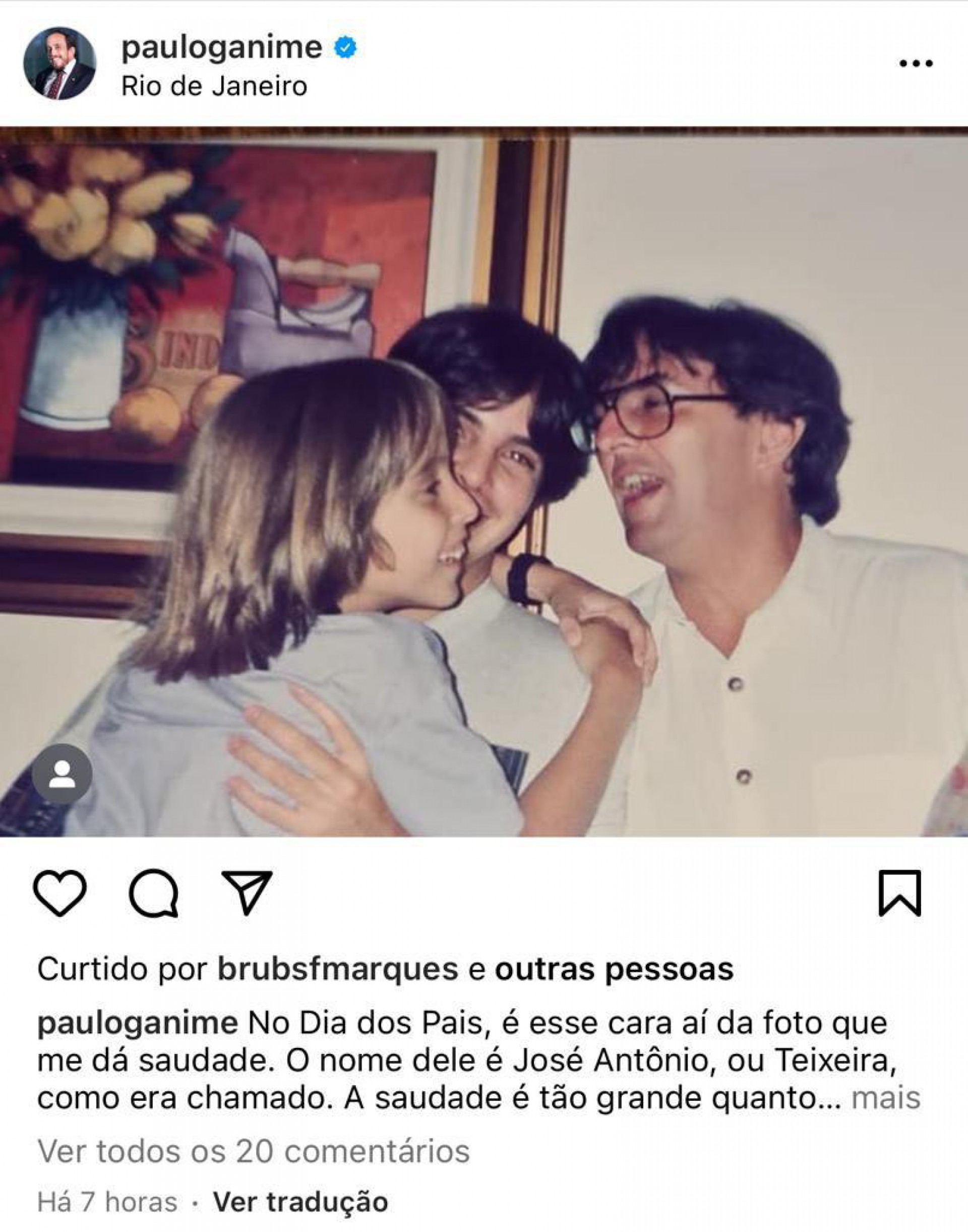 Foto de Paulo Ganime (Novo) ao lado do pai e irm&atilde;o.